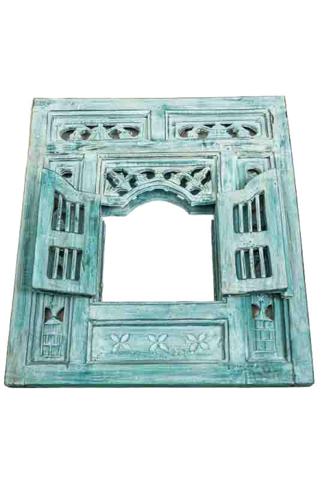 Mirror as window frame, green wash, 70x60cm