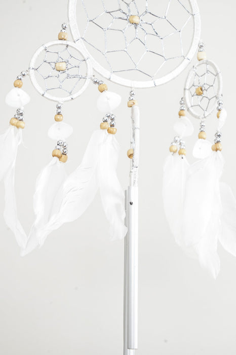 Attrape-rêves/carillon éolien 3 pièces avec tiges blanc 12 cm