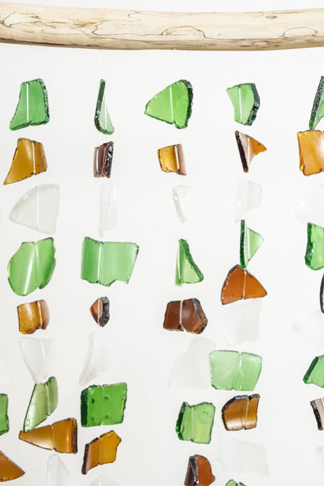 Hanging Decoration Wooden Stick Glass white/green/brown 35x60cm