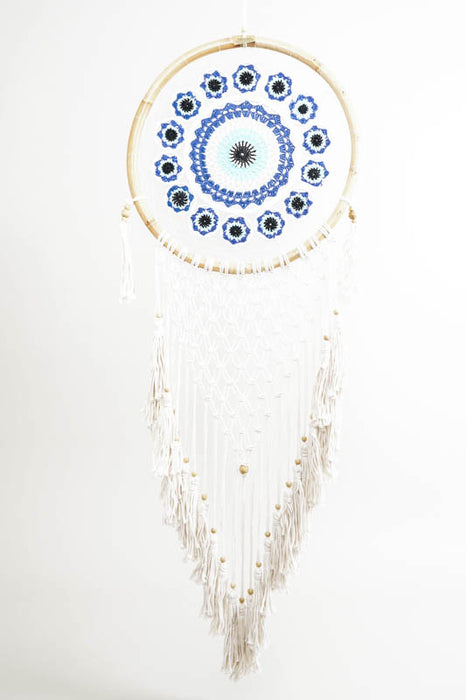 Attrape-rêves blanc/bleu foncé/noir/multicolore 40cm