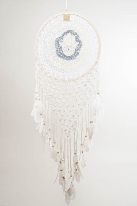 Attrape-rêves Hamsa crème/gris 40 cm
