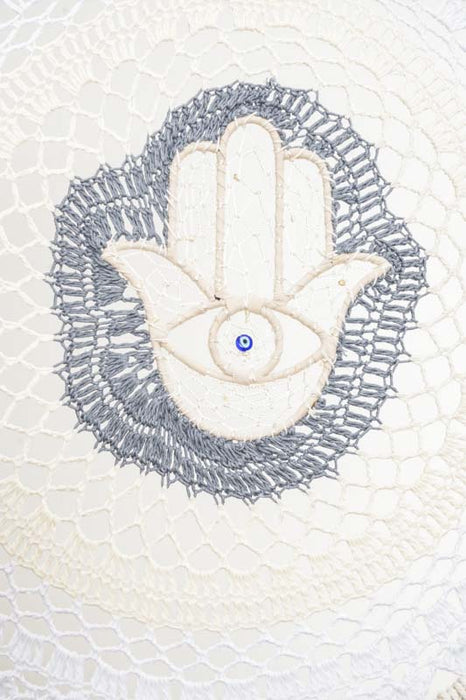 Attrape-rêves Hamsa crème/gris 40 cm