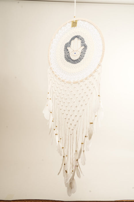 Attrape-rêves Hamsa crème/gris 40 cm