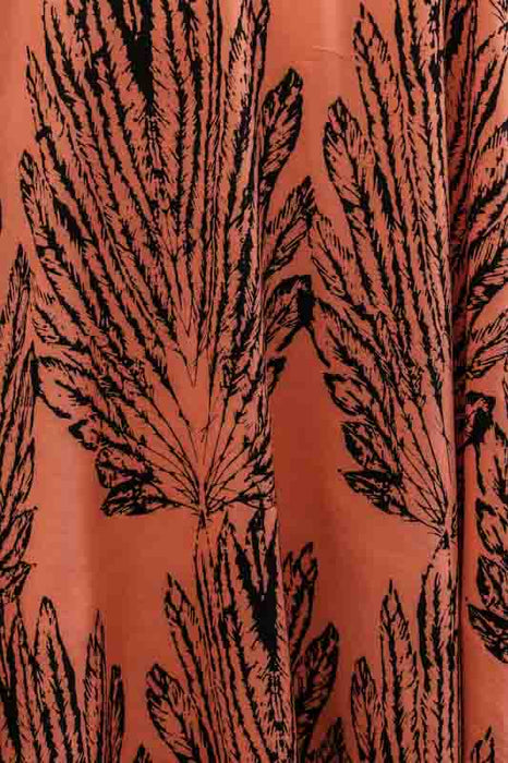 Dress with spaghetti straps and fan, orange/brown - One Size