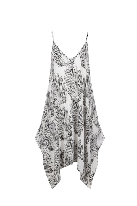 Robe à fines bretelles et volants, noire et blanche - Taille unique