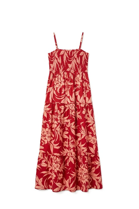 Robe à fines bretelles, imprimé floral, rouge/orange - Taille unique
