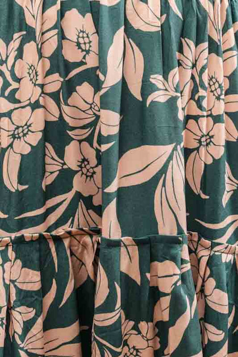 Dress with spaghetti straps, floral print, petrol/orange - One Size