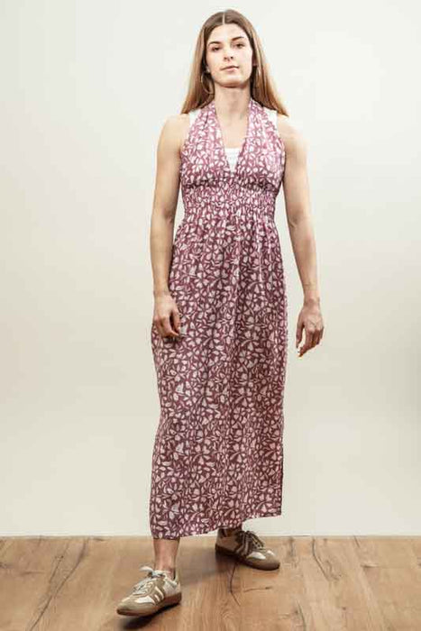 Red/white patterned dress with spaghetti straps - One Size