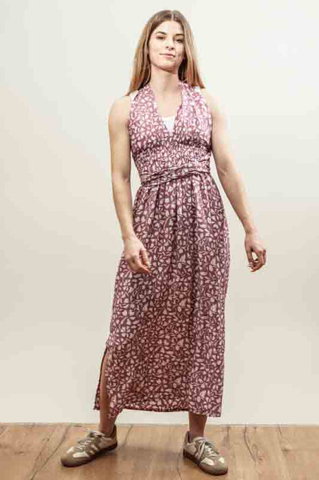 Red/white patterned dress with spaghetti straps - One Size