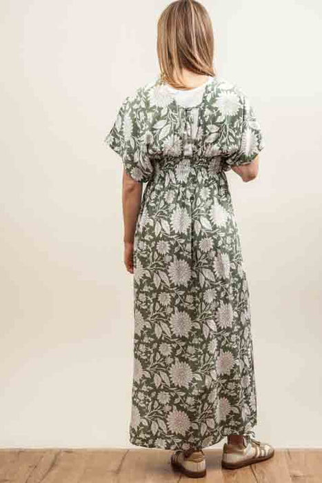 Floral dress, mint/white pattern - One Size
