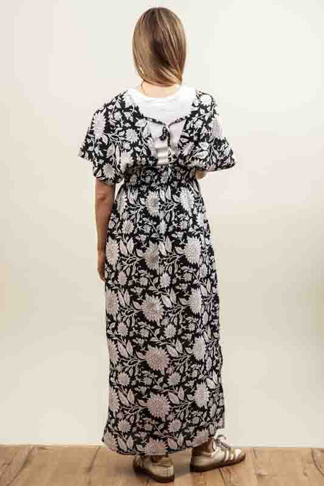 Black and white floral dress - One Size