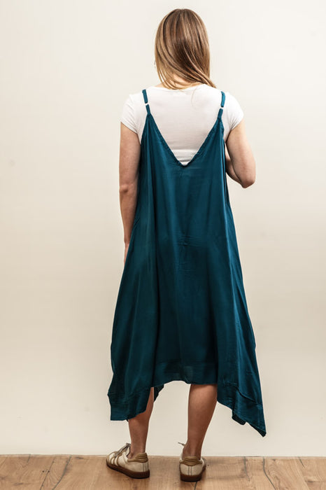 Dress with spaghetti straps, petrol - One Size