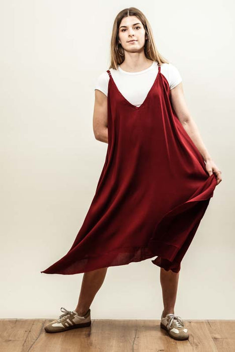 Bordeaux spaghetti strap dress - One Size