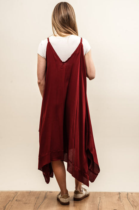 Bordeaux spaghetti strap dress - One Size