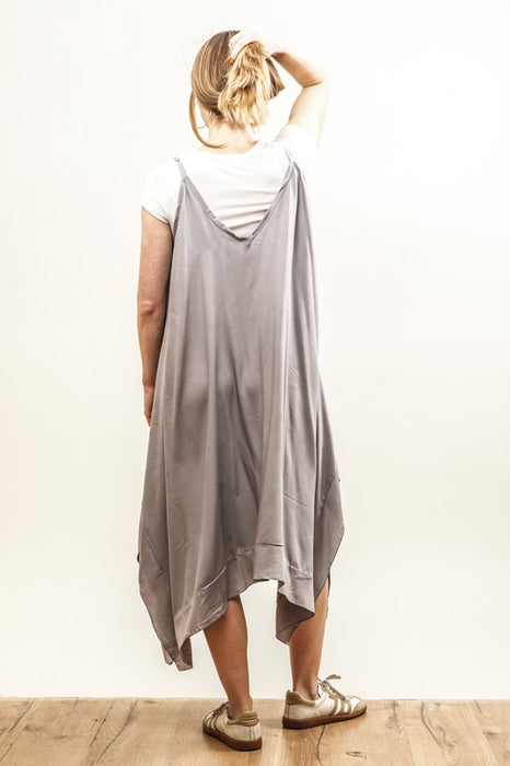 Dress with spaghetti straps, grey - One Size