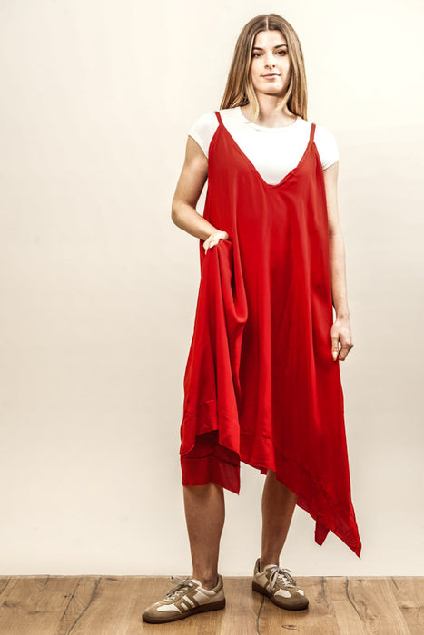 Red spaghetti strap dress - One Size