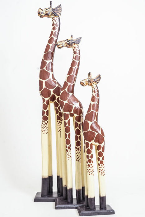 Giraffe, brown/white painted, 100cm