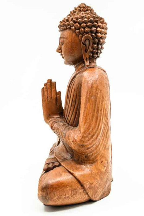 Buddha in lotus position, praying, Suar wood, 30cm