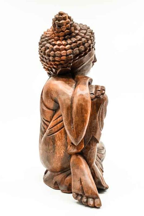 Buddha relaxed Suar wood 30cm