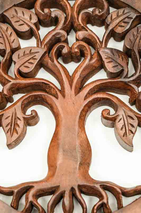 Round wall decoration, Tree of Life, Suar wood, 20cm