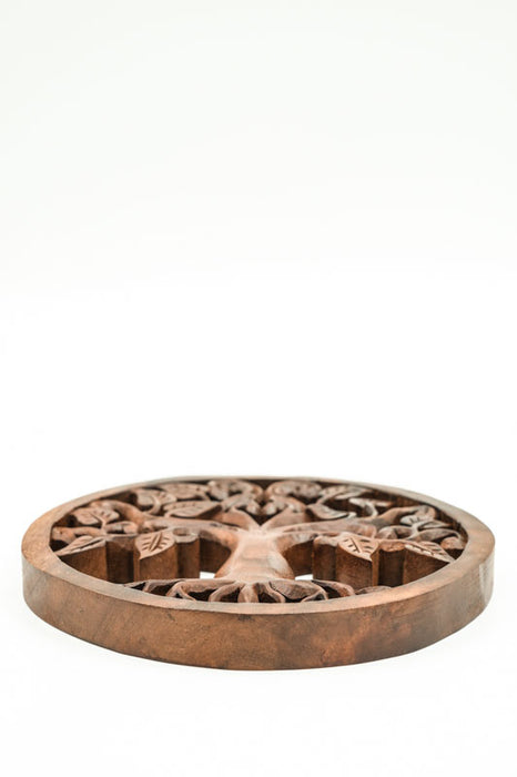 Round wall decoration, Tree of Life, Suar wood, 20cm