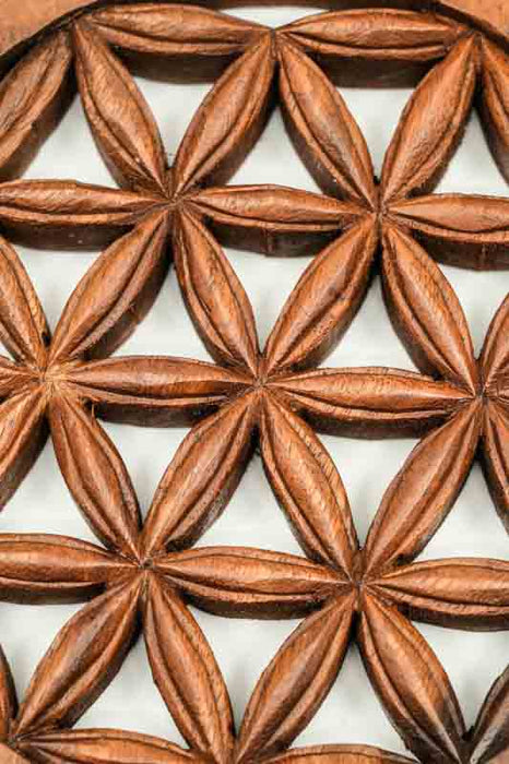 Round wall decoration, Flower of Life, Suar wood, 20cm