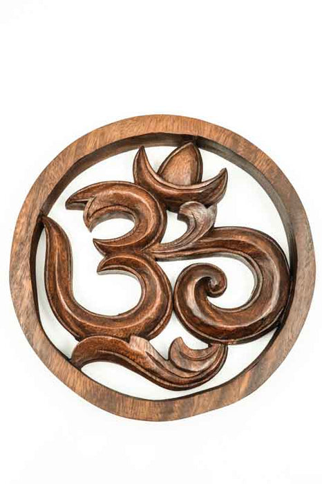 Round wall decoration made of Suar wood, 20cm