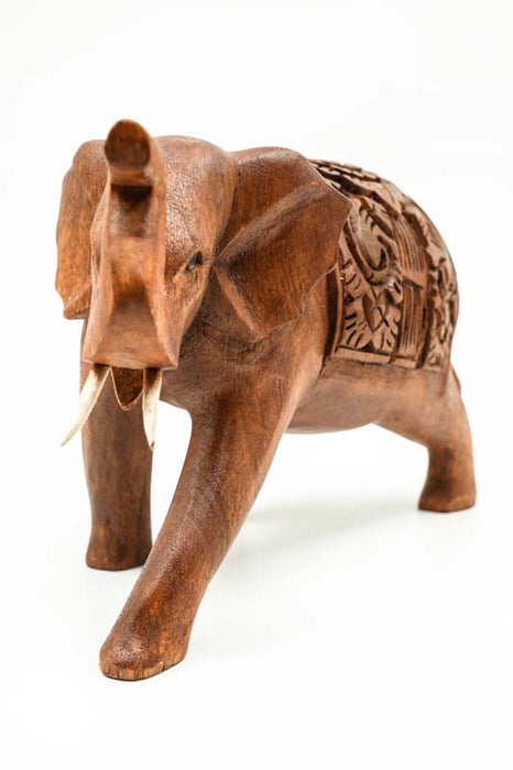Decorative Elephant carved from Suar wood, 20cm