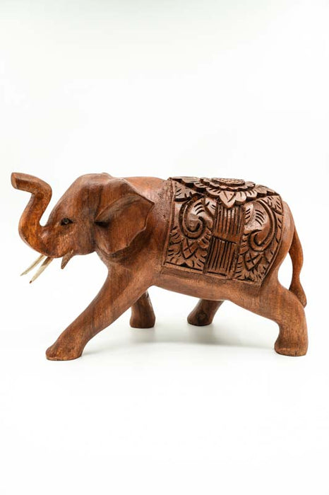 Decorative Elephant carved from Suar wood, 20cm