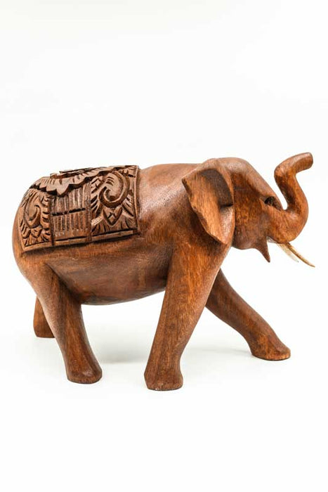 Decorative Elephant carved from Suar wood, 20cm
