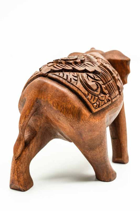Decorative Elephant carved from Suar wood, 20cm