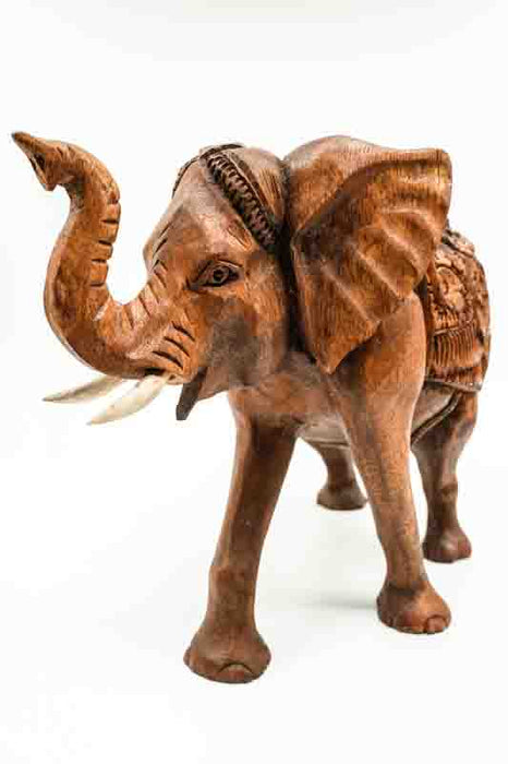 Decorative Elephant carved from Suar wood, 25cm