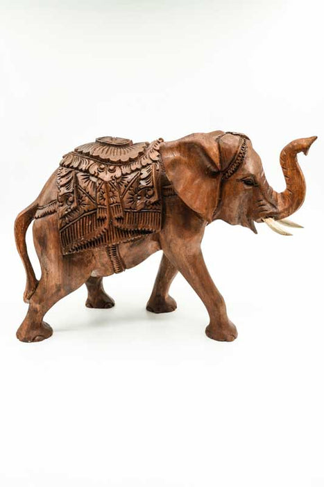 Decorative Elephant carved from Suar wood, 25cm