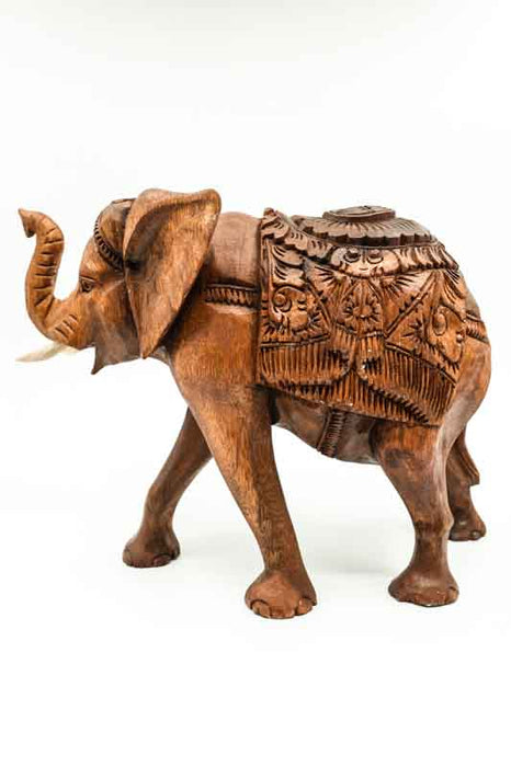 Decorative Elephant carved from Suar wood, 25cm