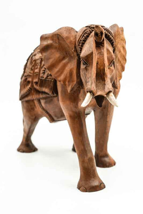 Decorative Elephant carved from Suar wood, 25cm