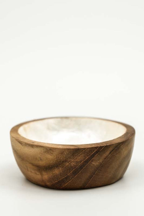 Dekoschale Teakholz/Muschel crème mini 7cm