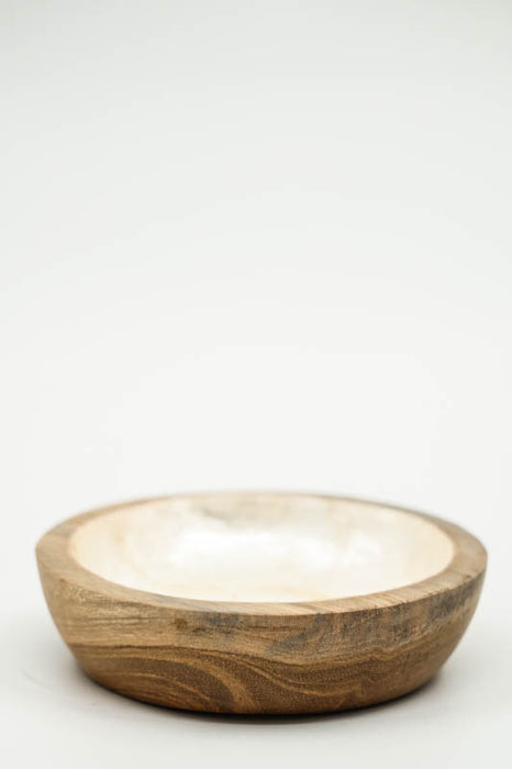Dekoschale Teakholz/Muschel crème klein 9cm