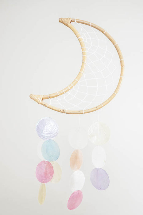 Hanging shell decoration crescent moon multicolor 25cm