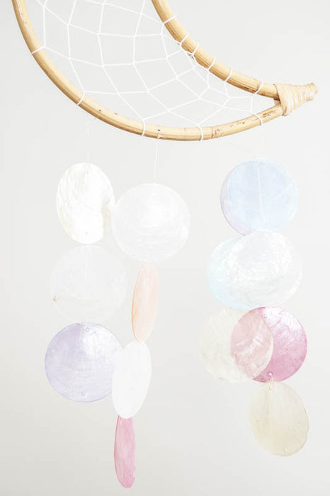 Hanging shell decoration crescent moon multicolor 25cm