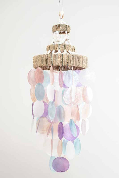 Hanging shell decoration, pastel colored, round, 15cm