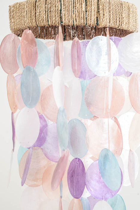 Hanging shell decoration, pastel colored, round, 15cm