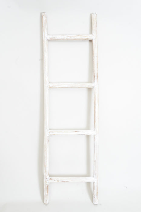 Teak ladder, white wash, 160 cm