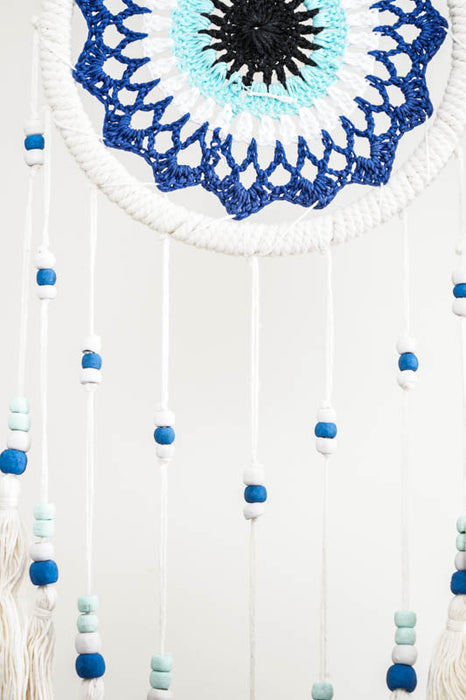 Dreamcatcher light blue/white/dark blue 16cm