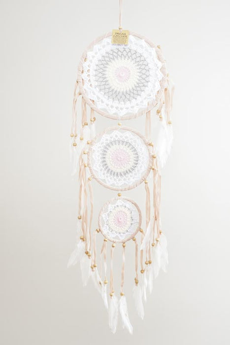 Attrape-rêves, ensemble de 3 pièces, gris/beige/blanc, 22 cm
