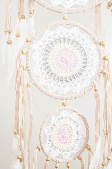 Attrape-rêves, ensemble de 3 pièces, gris/beige/blanc, 22 cm