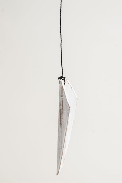 Bamboo wind chime with owl, white wash