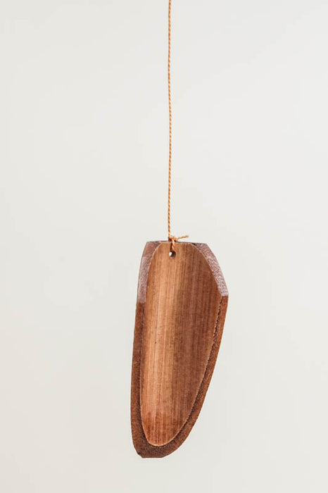 Bamboo wind chime with owl, brown, 30cm