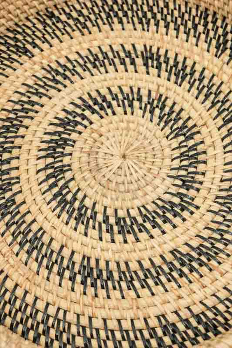 Serviertablett mit 2 Henkeln Rattan rund hellbraun/dunkelbraun mittel 42x9cm