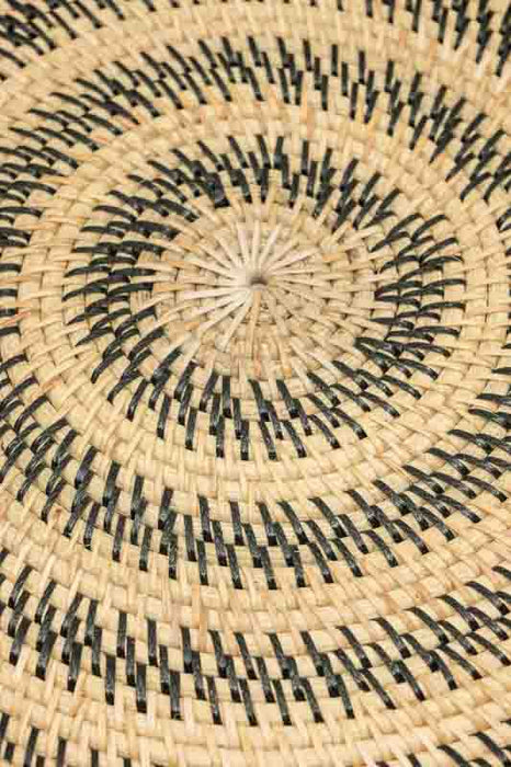 Serviertablett mit 2 Henkeln Rattan rund hellbraun/dunkelbraun gross 48x12cm