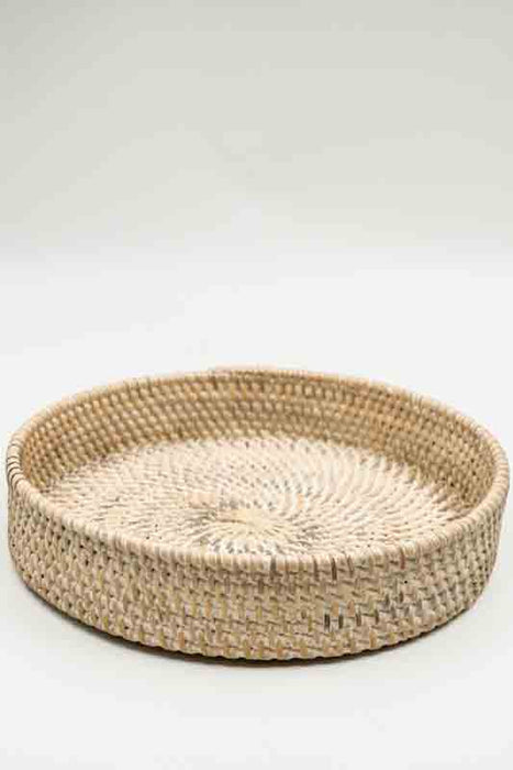Serviertablett Rattan dunkelbraun rund mittel 27x5cm